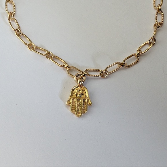 14k gold gf chain bracelet with hamsa - Picture 5 of 5